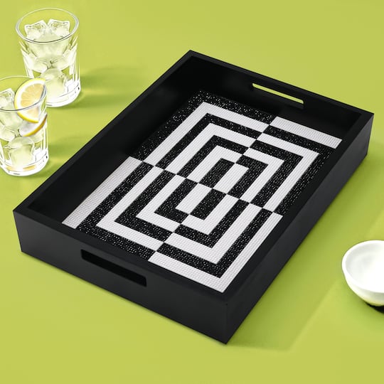 Jonathan Adler x Michaels 10" x 14" Black & White Square Diamond Art Tray Kit